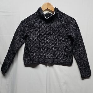 rag & bone Black and White Textured Turtleneck Sweater